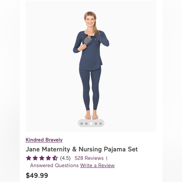 Kindred Bravely Jane Maternity & Nursing Pajama Set - Dark Blue - Picture 3 of 3